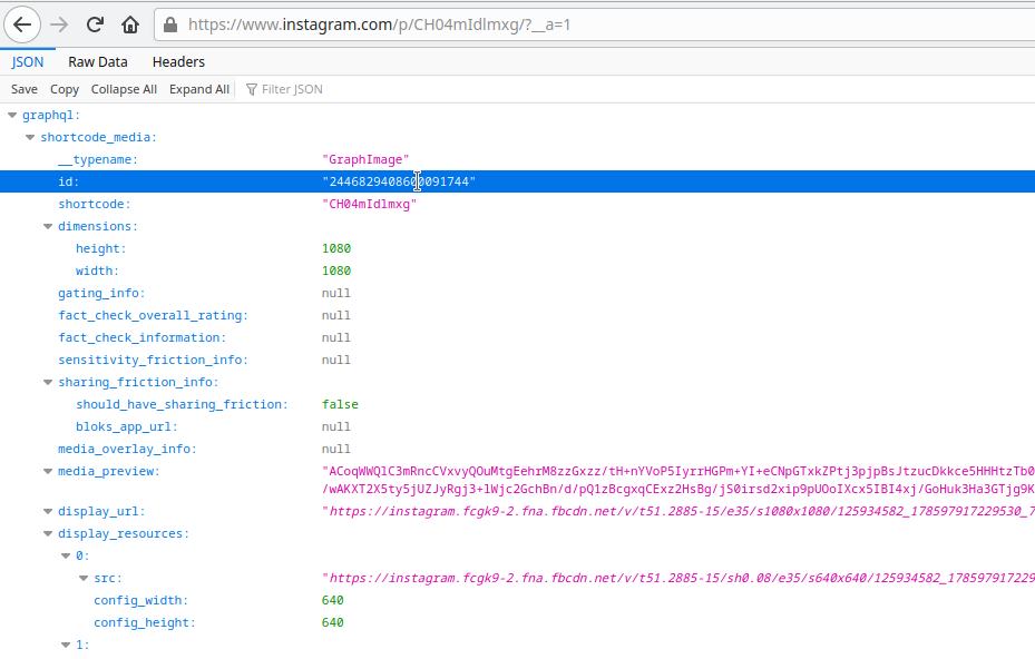 json instagram